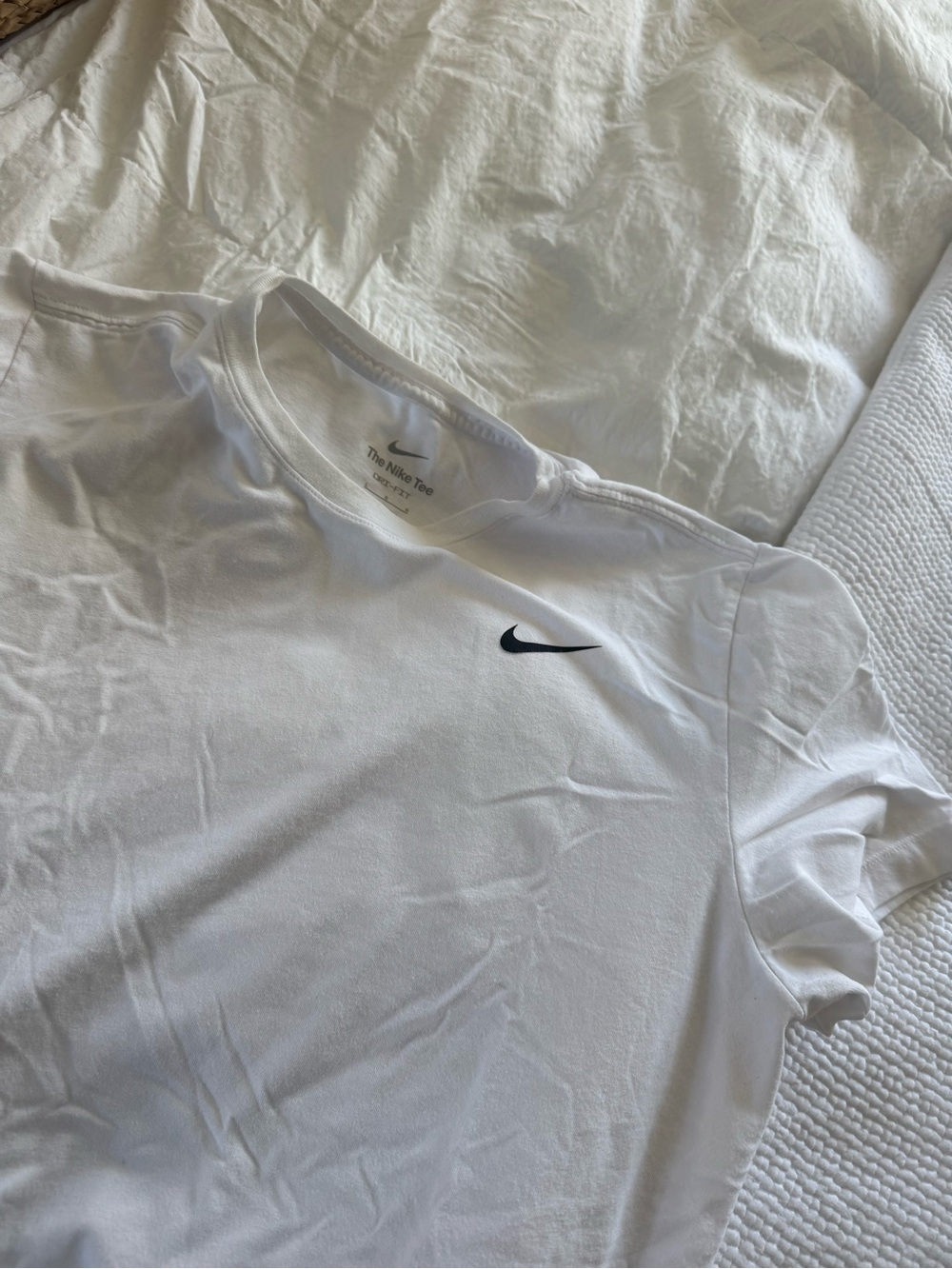 Nike White Short Sleeve Tee with Black Swoosh